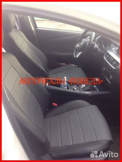 Чехлы Mazda 6 GJ из экокожи чёрно-серые Классика