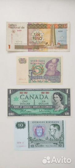 Боны банкноты Швеция Канада