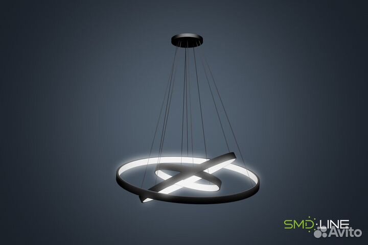Дизайнерская светодиодная люстра в форме 2-х Колец