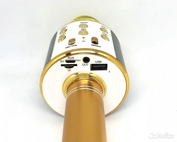 Караоке-микрофон-колонка Wster золотистый