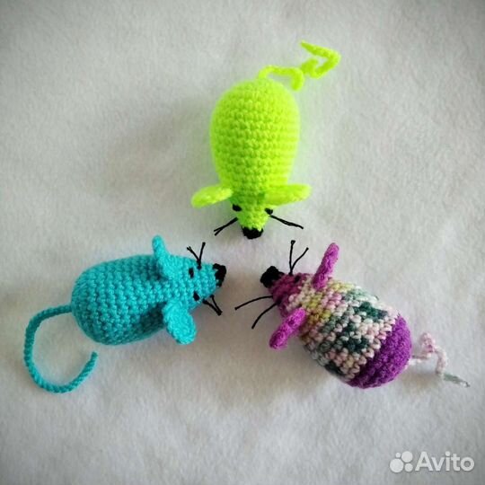 Игрушка для кошки Мышь с кошачьей мятой 3 шт