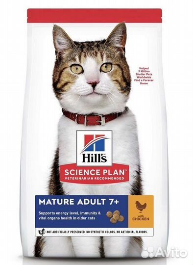 Корм hills для кошек 7+ с курицей и рыбой