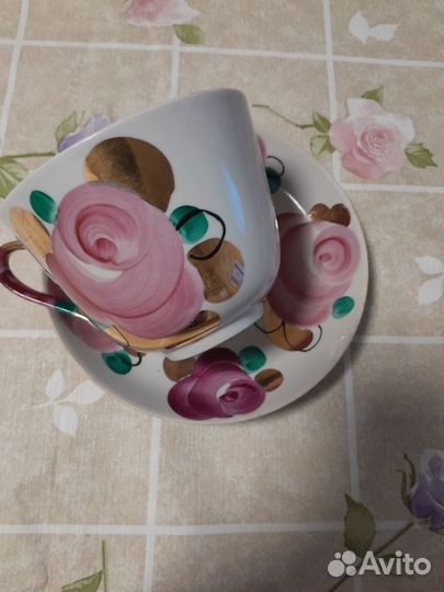 Чашка гигант с блюдцем Агашки