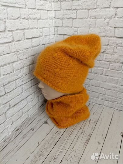 Шапка + снуд пух норки