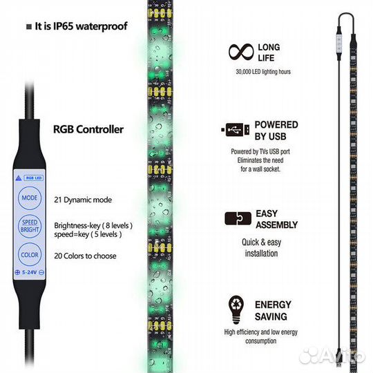 Лента LED RGB (USB) 1метр (L09)