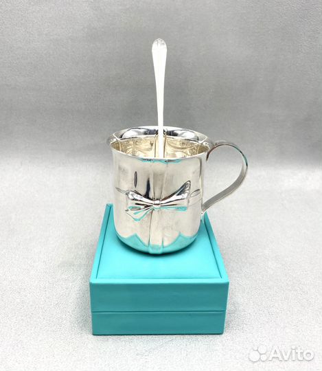 Серебряная чашка с ложкой Tiffany 925