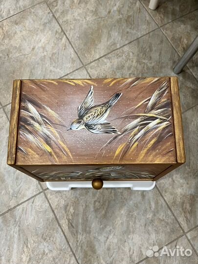 Хлебница деревянная с ручной росписью