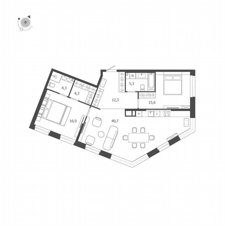 2-к. квартира, 99,4 м², 5/9 эт.