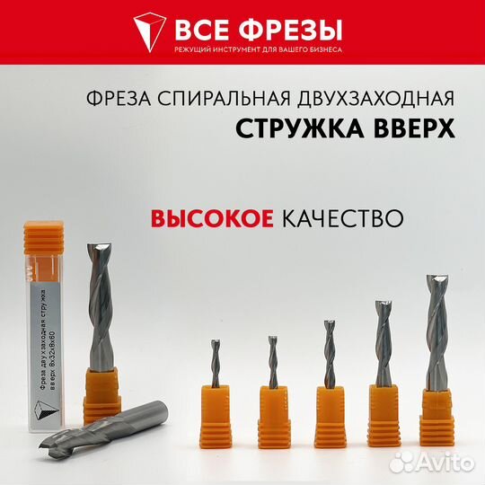 Коническая спиральная двухзаходная фреза для чпу в