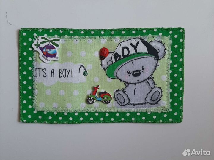 Текстильная открытка ручной работы