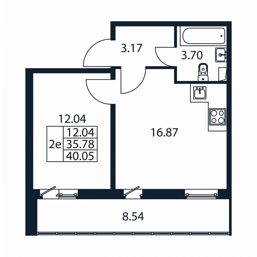 2-к. квартира, 44,3 м², 1/12 эт.