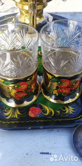 Самовар электрический, подносы +2 подстаканника