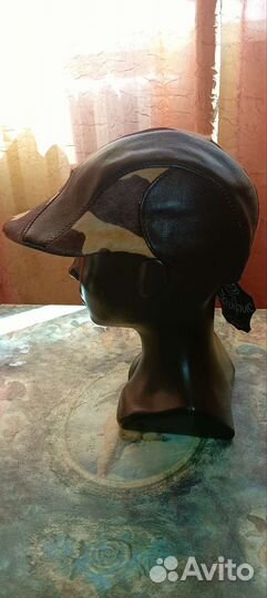 Кепка женская из шкуры коровы отделанная кожей