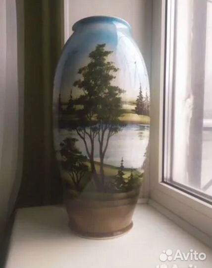 Большая ваза Ручная роспись Фарфор Винтаж