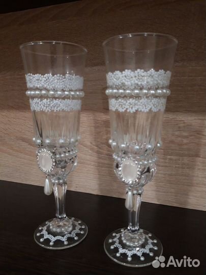 Свадебные бокалы ручной работы