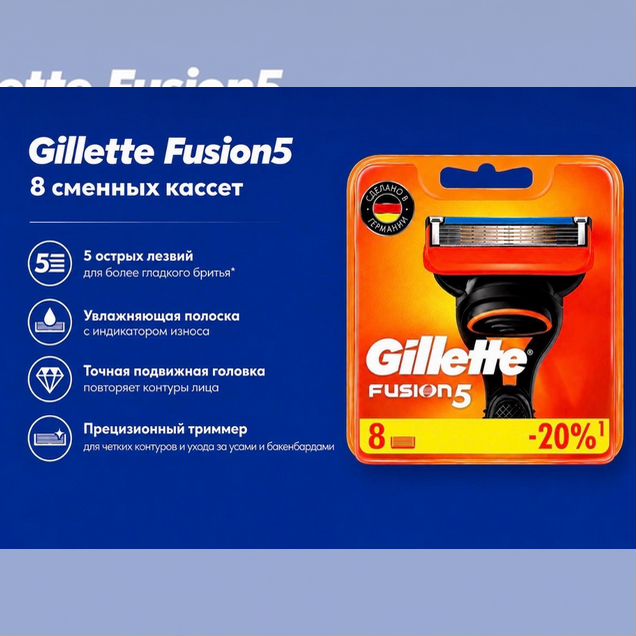 Кассеты / лезвия Gillette Fusion5 - 8 шт