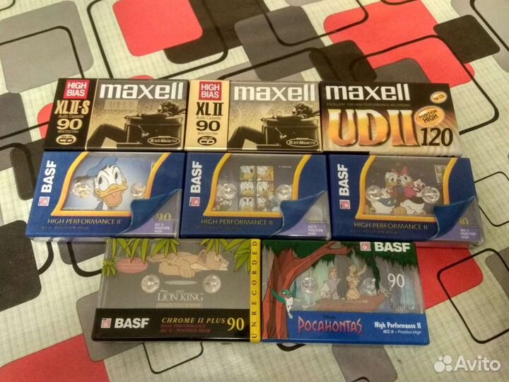 Винтажные запечатанные аудиокассеты Maxell, Basf