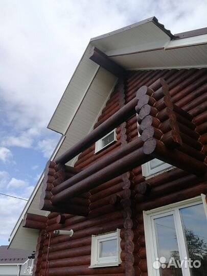 Шлифовка и покраска деревянного дома. Теплый шов