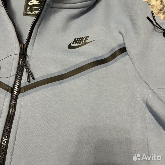 Зип худи nike tech fleece голубая