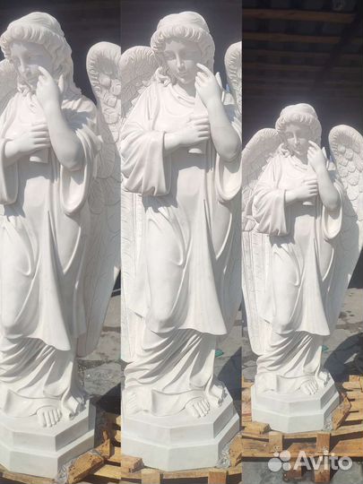 Скульптура мрамор ангел, ангелочки, голуби, розы