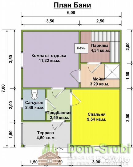 Карабаново-Хорошая надёжная Баня из бруса Б-40 6х7