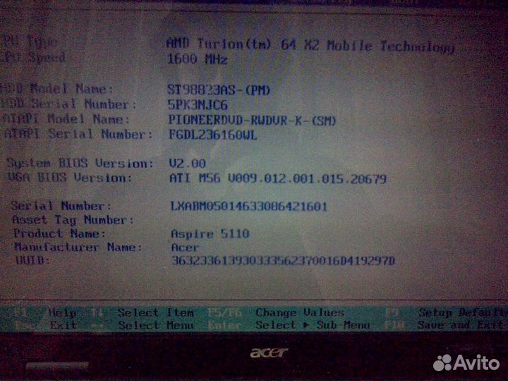 Ноутбук Acer 5110 + З/Ч 5100 series