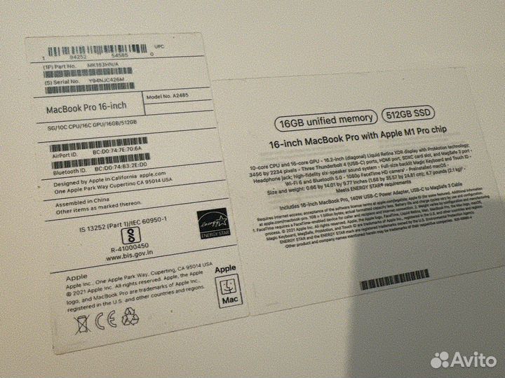 Macbook pro 16 16/32 M1 pro Новый