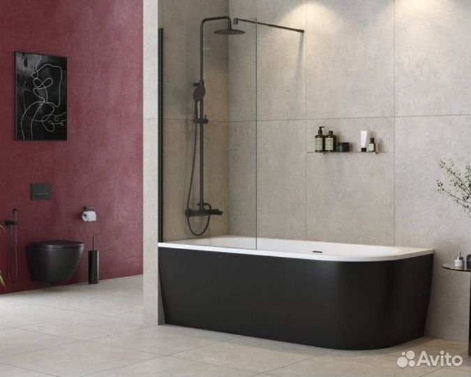 Душевая шторка Cezares liberta-V-1-90/155-C-nero н