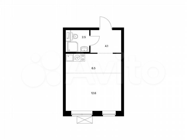Квартира-студия, 25,7 м², 25/33 эт.