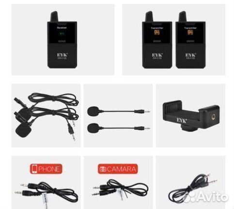 Беспроводной микрофон EYK EW-C102 выход наушники