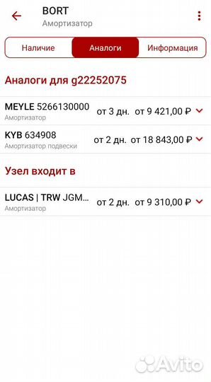 Стойка амортизатора для volvo, bort G22252075