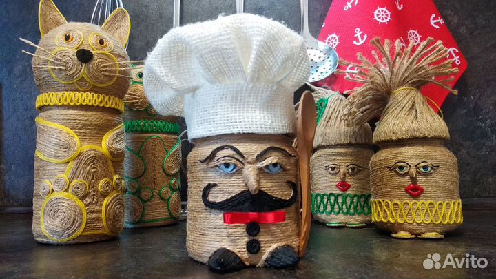 Декоративные баночки для кухни, набор 6 штук