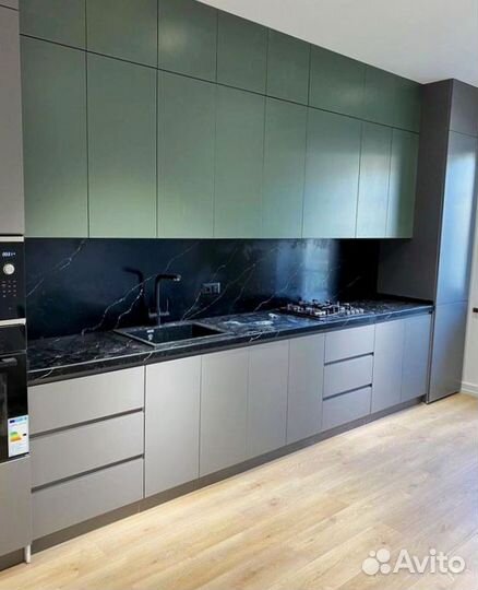 Кухня из шпона с подсветкой на заказ