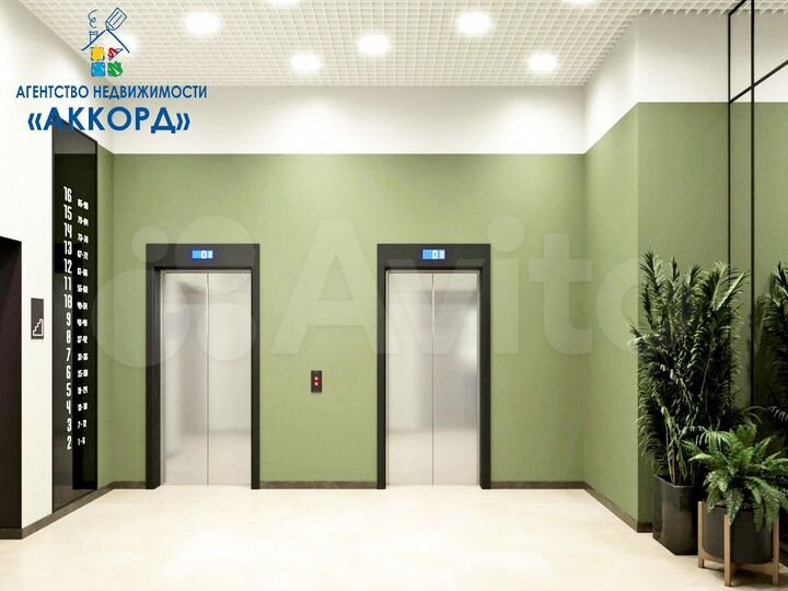 2-к. квартира, 54,4 м², 13/16 эт.