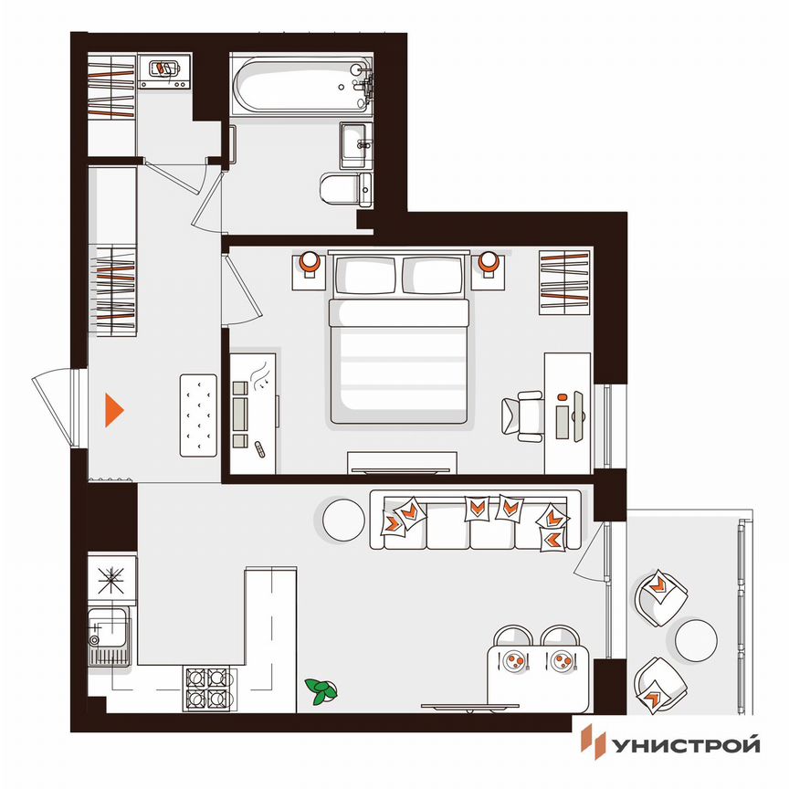 1-к. квартира, 40,7 м², 4/5 эт.
