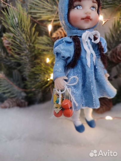 Ёлочная игрушка Девочка-зайка