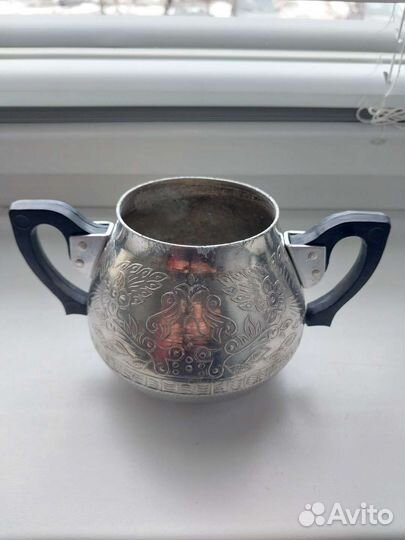 Сахарница из мельхиора, поднос СССР