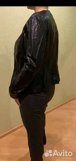 Куртка косуха женская кожзам, чёрная, р.48