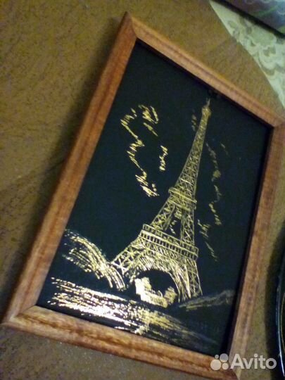 Картина Эйфелева башня и поднос роспись СССР