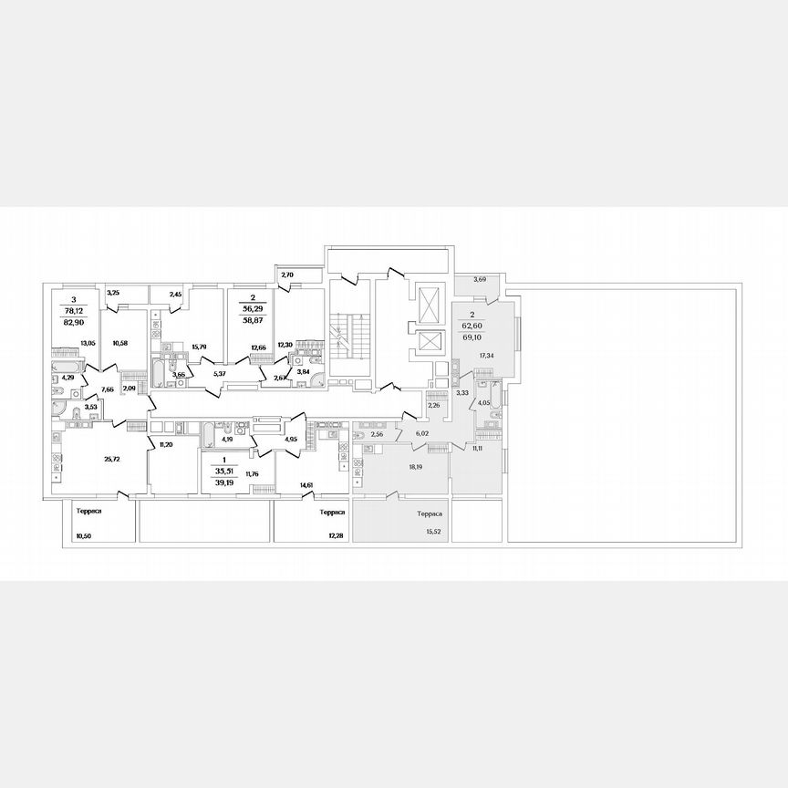 2-к. квартира, 69,1 м², 14/15 эт.