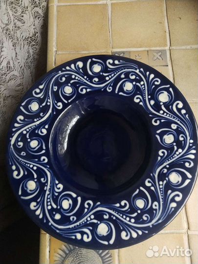 Тарелка настенная кобальт