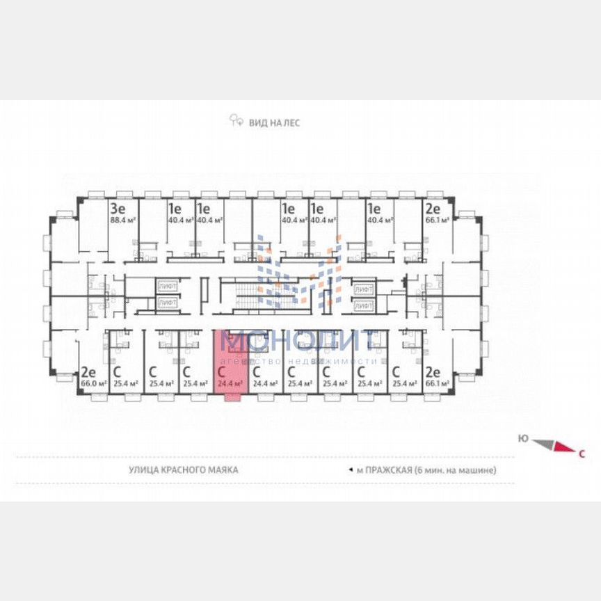 Квартира-студия, 24,4 м², 13/22 эт.