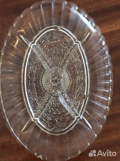 Тарелка менажница хрусталь СССР