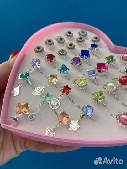 Колечки для девочки 36шт набор подарок на 8 марта