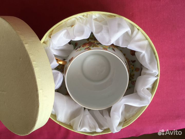 Чайная пара фарфор лфз кобальт позолота