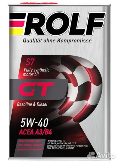 Моторное масло rolf синтетическое GT SAE 5W40 API