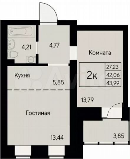 2-к. квартира, 44 м², 5/8 эт.