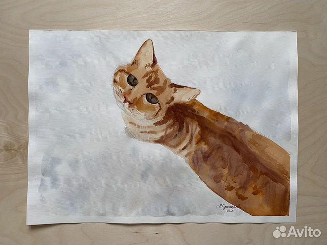 Картины акварель, кот, котенок объявление продам