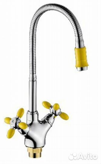 Смеситель для кухни Lemen LD-91634G-N19, двухвенти