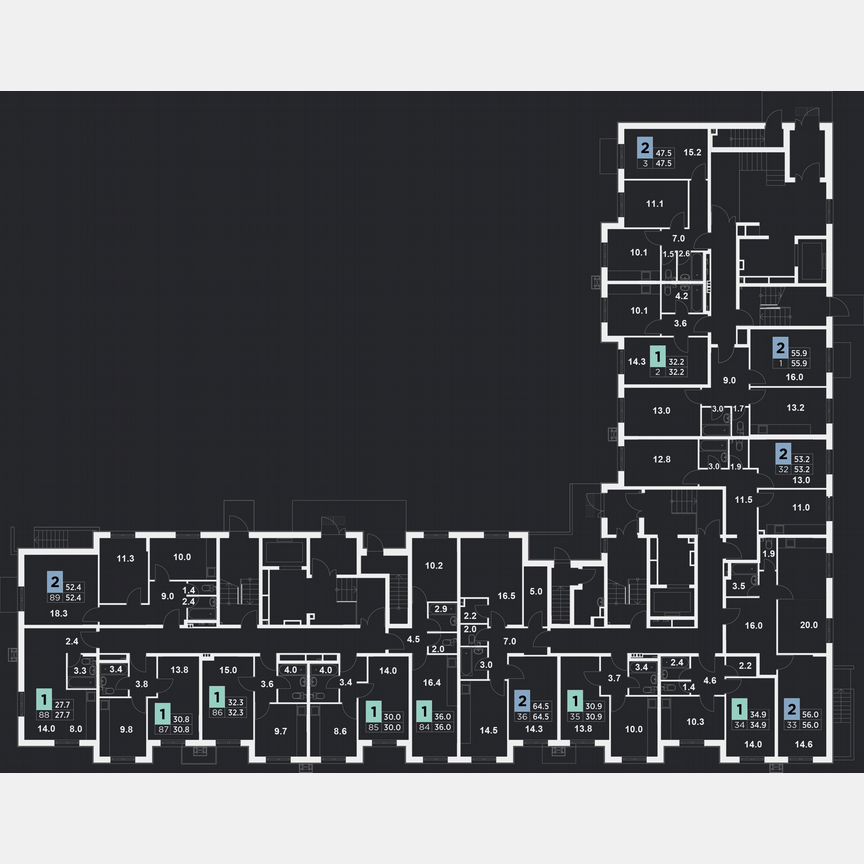 2-к. квартира, 64,5 м², 1/9 эт.